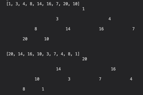 Print - Heapified data in Tree Structure