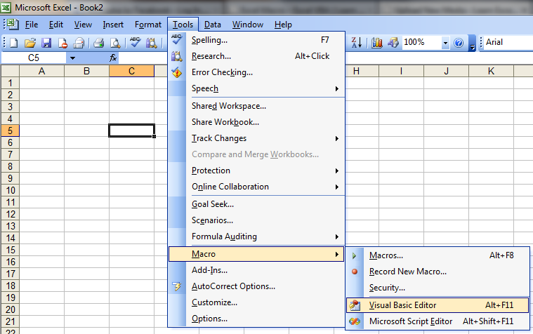Excel Macro Tutorial : VB Editor 2003