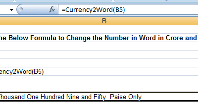 User Defined Function in Excel to Convert Currency to Words