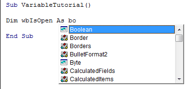 How to Declare variables in VBA