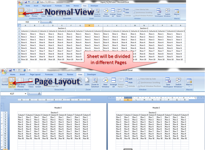 Export Excel as PDF - Layout