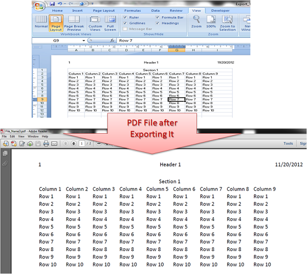 Export Excel as PDF
