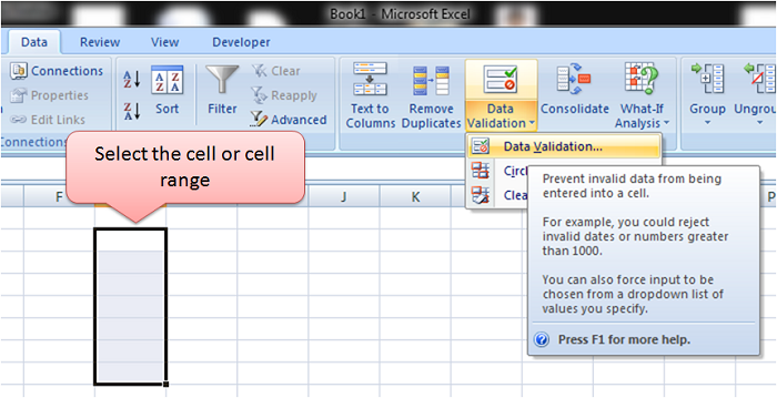 How to add Input Message in Excel