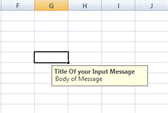 How to add an Input Message in Excel 
