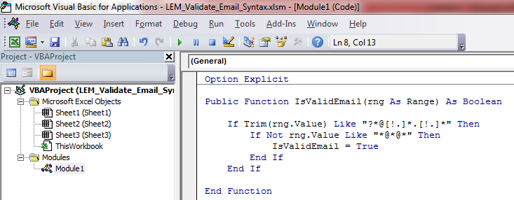 Pic 1 - Function - Email Syntax Validation