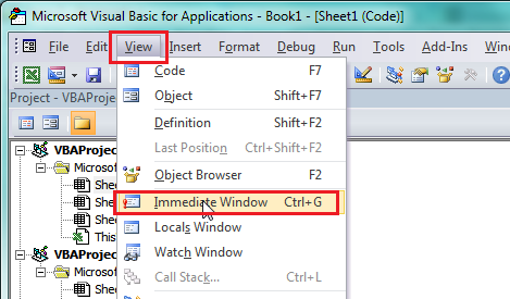Excel VBA - View Immediate Window