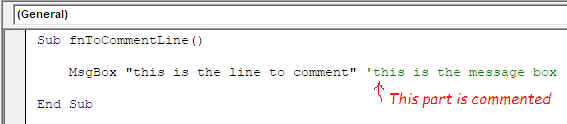 Comment Line in VBA