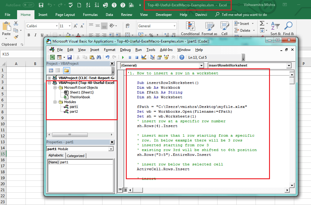 Excel Workbook with Excel Macro in it