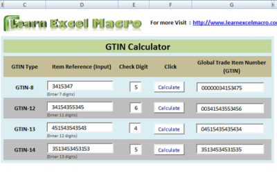Download Free : GTIN Calculator in Excel