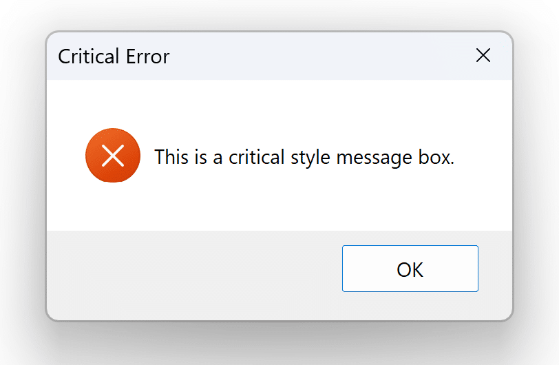 Critical Error icon in Message Box
