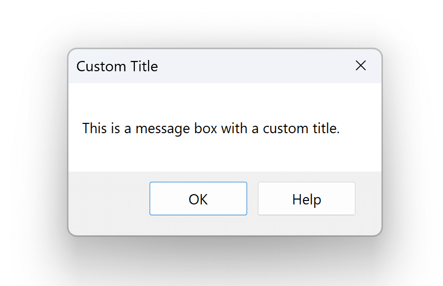 Message box with help button