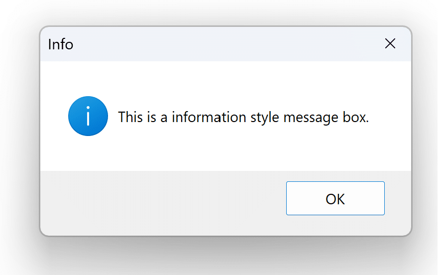 Info icon in Message Box