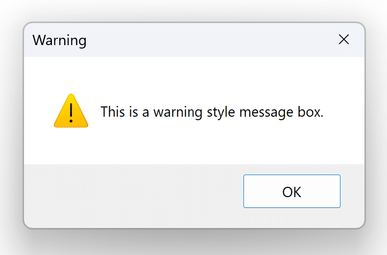 Warning Icon in message box
