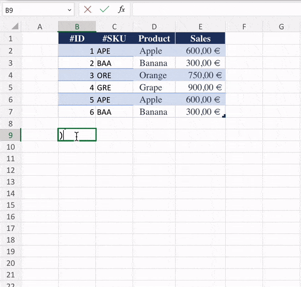 Sort Function in Excel