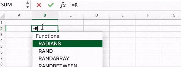 Random Integer Array in Excel